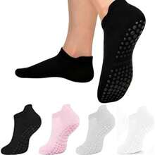 4 Pairs Multi-Color Non-Slip Yoga Socks, Suitable For Pilates, Ballet, Dance, Barefoot Workout, Toe-Less Non-Slip Socks, Elastic Sports Socks, Pilates Socks - Multicolor - View 9