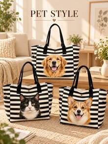 Tas Tote Foto dan Nama Hewan Peliharaan yang Dipersonalisasi, Tas Bahu Kapasitas Besar, Tas Tote Lipat yang Dapat Disesuaikan dengan Logo Nama, Tersedia dalam Berbagai Warna, Tas Bahu Kapasitas Besar Warna Polos, Cocok untuk Kerja - MultiWarna - View 6