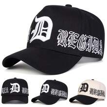 1pc Men's Gothic D Trucker Hat, Personalized Letter Embroidery Baseball Cap, Street Fashion 5-Panel Hat, Outdoor Sun Protection Casual Cap For Spring/Autumn Travel, Beach Vacation - Multicolor - View 1