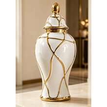 European Luxury Creative Acrylic Flat White Vase Decor, Suitable For Home Living Room Decoration, Dining Table, Office Desk, Desktop Decoration And Display - 1PC - View 5