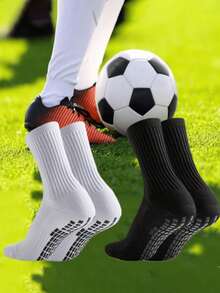 1/2/3/4/6 Pairs Unisex Professional Sports Anti-Slip Socks, Grid Textured Sole Shock Absorbing Mid-Calf Socks For Indoor Pilates Fitness Training - Black and White - View 25