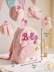 1 pieza Mochila personalizada con nombre bordado lindo, bolsa multifuncional de gran capacidad, regalo de cumpleaños y vacaciones para amigos, niños y niñas, regalo de vuelta a la escuela - Multicolor - Ver 6