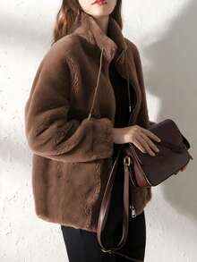 Women Coats - Brown - View 4