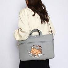 Cute Cat Print Laptop Bag With OK Lettering, Fashionable Laptop Bag With Shoulder And Hand Carry Dual Use, Multiple Colors Available, Suitable For Campus, Office, Commuting, Unisex, All Season, Can Be Carried By Hand Or On Shoulder - Laptop Bag - View 7