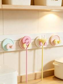 1pc Self-Adhesive Plug Holder, No Drill Wall Mounted Power Cord Organizer, Cute Cartoon Shape Plug Keeper, Plastic Socket Hook For Kitchen & Bathroom, Keep Cords Tidy, Easy To Install, Space Saving Home Storage Accessory For Electrical Plugs - Multicolor - View 2