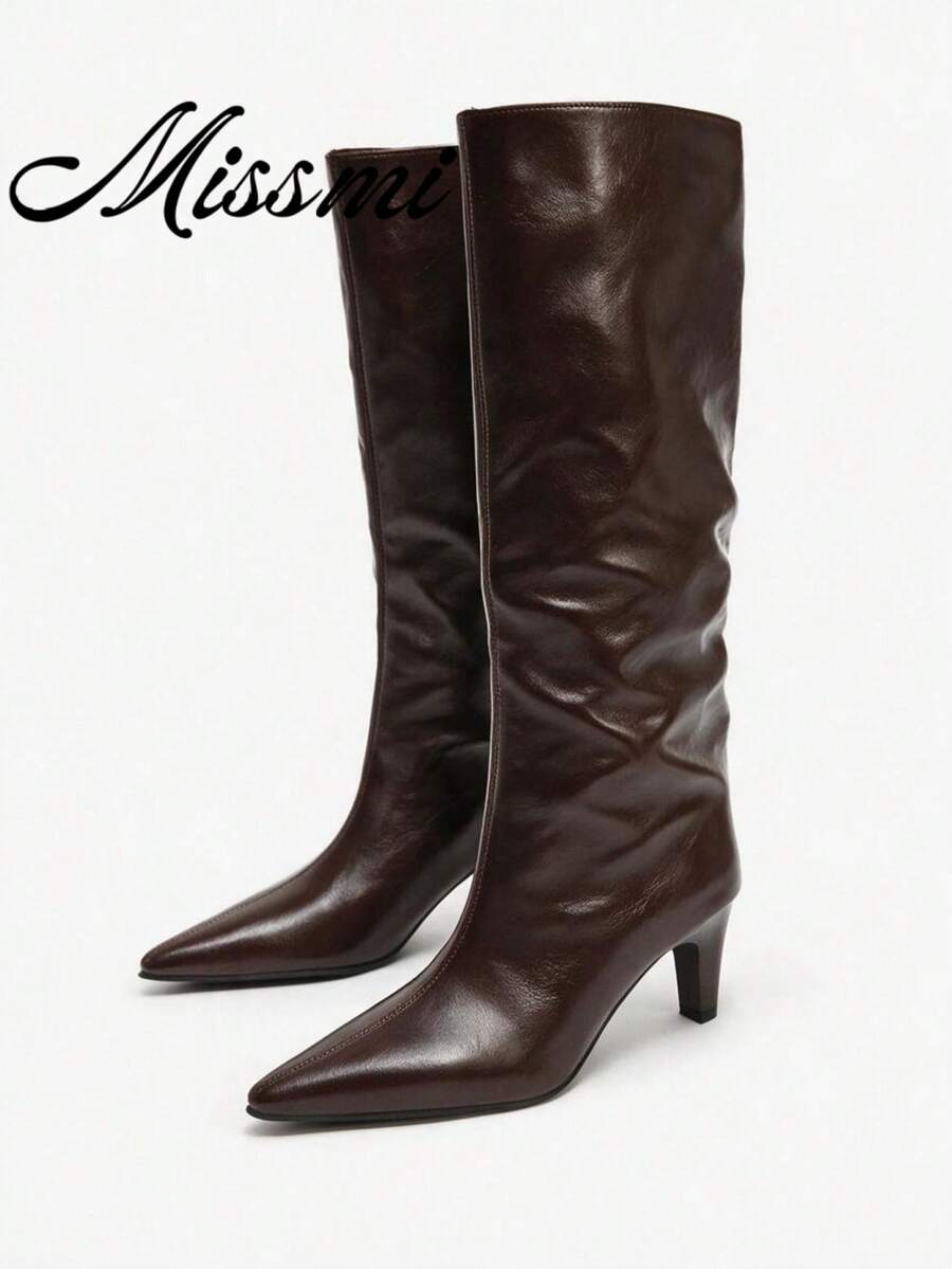 Fall/Winter New Brown Suede Kitten Heel Tall Boots, Versatile,Kitten Heel Boots,Party
