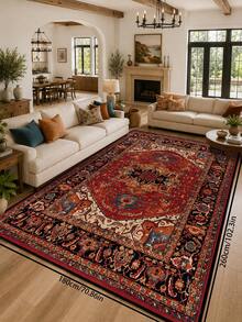 1pc Vintage Persian Rug, Bohemian Floral Medallion Pattern Carpet, Distressed Oriental Style Rug, Soft Polyester Rectangular Rug, Suitable For Living Room, Bedroom, Hallway, Kitchen, Office, Farmhouse Home Decor - Multicolor - View 26
