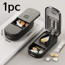 New Portable, Dust-Proof Pill Organizer Box With Quarter-Pill Cutter For Splitting Medications And Tablets. - Quarter Black - View 5