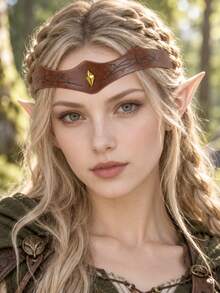 1pc Medieval PU Leather Headband Renaissance Elf Ranger Forehead Band Unisex Head Decoration LARP Roleplay Halloween Costume Accessory - Headpiece - View 2