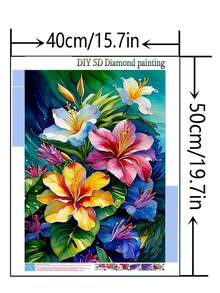 1pc DIY Diamond Painting Sticker Embroidery Flower Floral Home Decor Full Drill 30*40cm/40x50cm - Sets - View 4