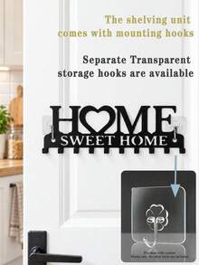 Black Wall-Mounted Key Rack, With Screws And Expansion Bolts, Metal Art Decorative Hooks, Suitable For Entryway, Front Door, Kitchen, Hallway, Garage, Utility Room, Office, Can Be Used As Key Holder, Wall-Mounted Key Rack, Home Decor - Multicolor - View 12