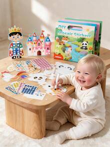 Mosaic Geometric Dot Sticker Gift Box, Supports Sticker Decoration And Free Doodle Dual Play, Multiple Cartoon Templates, Suitable For Children's Hands-On Creative Parent-Child Interactive Puzzle Craft Toy - Multicolor - View 1