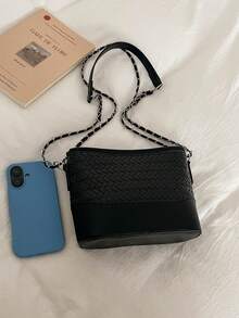 Women's Small Bucket Bag, Fashionable Chain Shoulder Bag, Street Style Versatile Crossbody Bag - Black - View 4