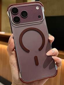奢華磨砂透明超薄無框散熱磁吸手機殼，兼容 17 Pro、17、16 Pro Max、16 Pro、16、15 Pro Max、15 Pro、15、14 Pro Max、14 Pro、14、13 Pro Max、13 Pro、13、12，透明無線充電防摔保護殼，美學設計 - 酒紅色 - 查看 3