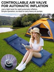 1pc 4-Color Optional Self-Inflating Sleeping Pad, Outdoor Camping Mat, Moisture-Proof Picnic Ground Mat, Inflatable Pad With Integrated Pillow, Storage Bag, Infinite Connectable Multi-Person Bed, ABS Dual-Way Air Valve, Fast Inflation, Lightweight And Portable, Suitable For Camping, Hiking, Travel And More - Multicolor - View 4