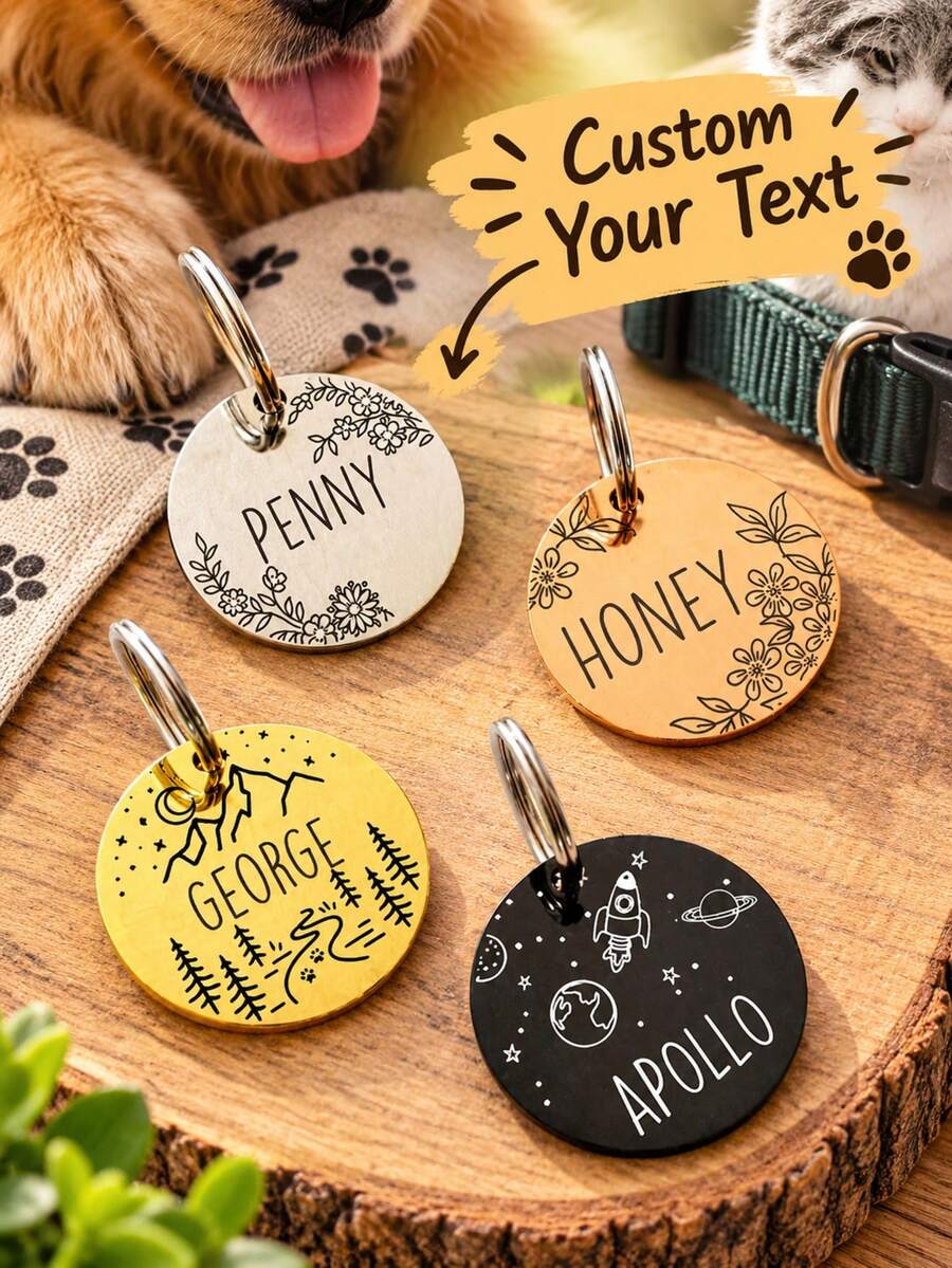 Personalized Pet ID Tag | Custom Dog Collar Tag & Cat Name Tag | Perfect Gift For Pet Lovers | Name Contact Info, Stainless Steel, Pet Supplies. - H-pet Name Tag - View 1