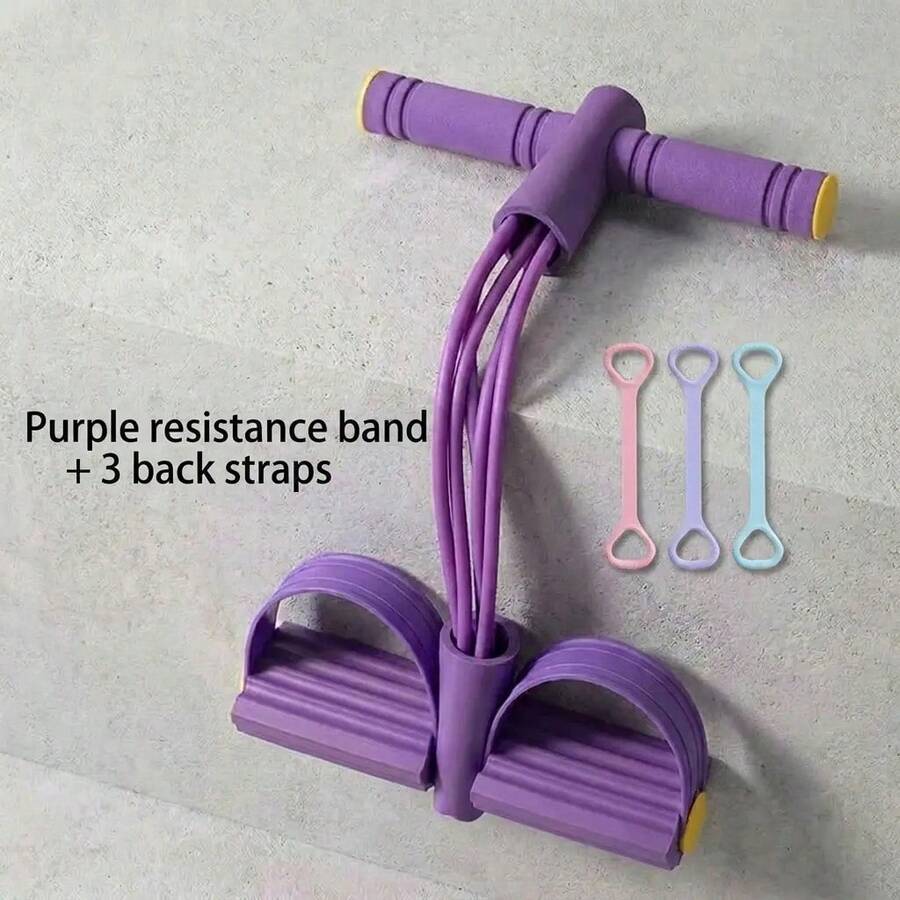 Foot Stretcher - 1 Purple Resistance Band + 3-pack Pull Straps - View 1