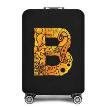 Vibrant Artistic Letter Print Elastic Luggage Cover, Dustproof & Scratch-Resistant Suitcase Protective Sleeve, Fits 18-32 Inch Travel Rolling Luggage - Black - View 68