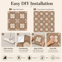 shiny home Pack Of 8 Self-Adhesive PVC Floor Tiles, 30 X 30 Cm, Faux Wood Parquet Pattern Vinyl Flooring For Kitchen, Bathroom And Living Area, Waterproof And Wear-Resistant PVC Flooring - Retro Floral - View 4