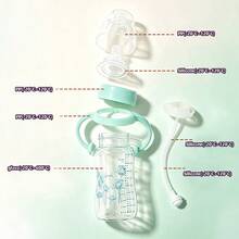 1pc/2pcs Glass Baby Milk Bottle 180ml/280ml 5cm Mouth Diameter High Temperature Sterilizable With Handle And Straw Suitable For Multiple Stages Of Baby Daily Use - Multi-color (Glass Milk Bottle) - View 5