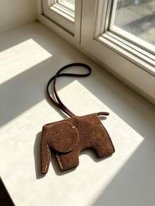 1pc Elephant Pendant, Key Bag, Animal Charm, Backpack Decoration, Shoulder Bag Charm, Car Hanging Ornament, Luggage Accessory, Birthday Gift, Keychain - Coffee - View 1