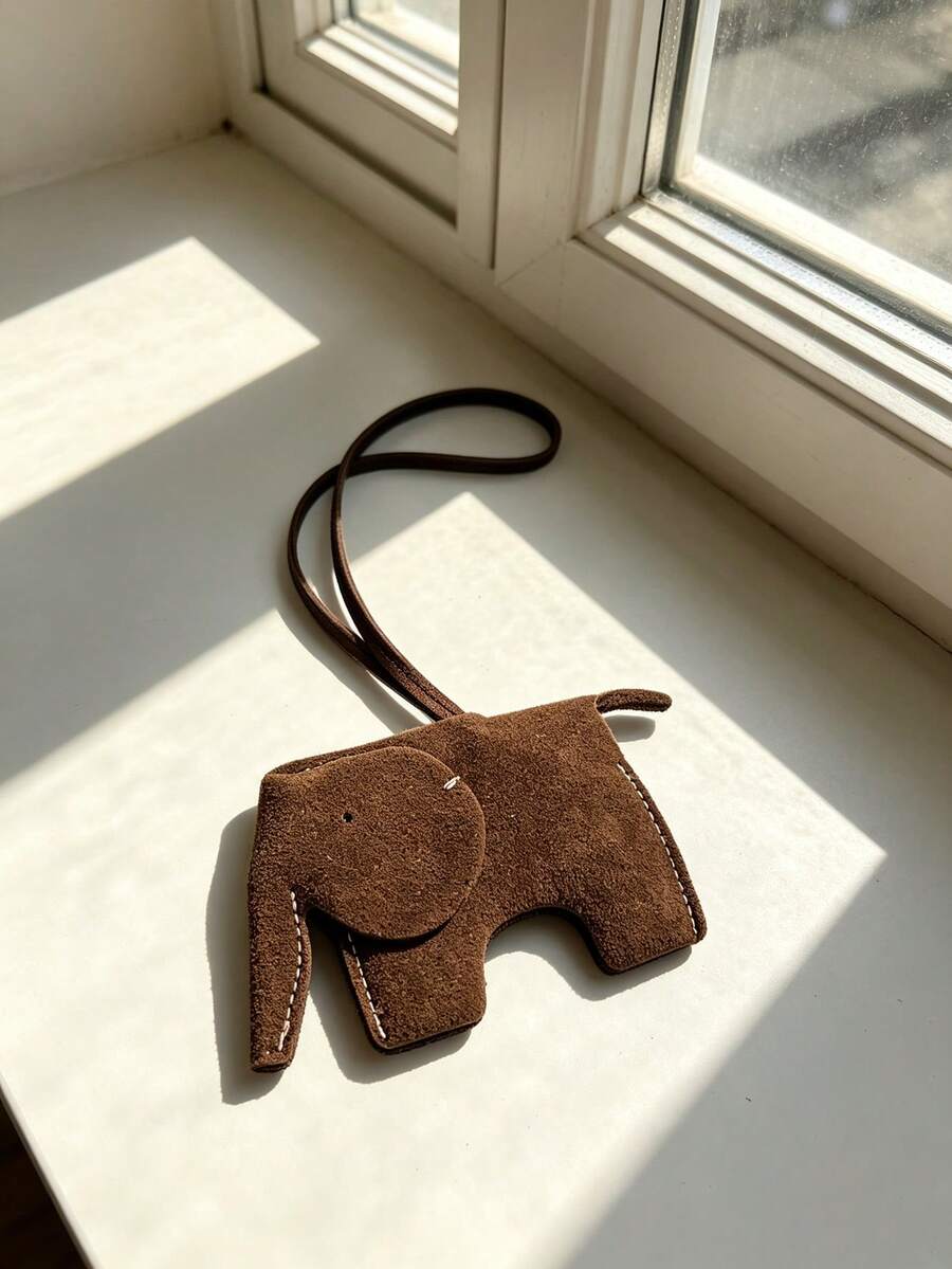 1pc Elephant Pendant, Key Bag, Animal Charm, Backpack Decoration, Shoulder Bag Charm, Car Hanging Ornament, Luggage Accessory, Birthday Gift, Keychain - Coffee - View 1