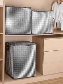 CHIGO Houndstooth Pattern Multi-Function Storage Bag, Soft And Firm Shape Resistant To Deformation, Classic Pattern Suitable For Various Styles, Applicable For Student Dorm Storage, Living Room Clutter Organization, Outdoor Portable Items, Practical Holiday Small Gift - Multicolor - View 11