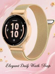 磁吸米蘭式金屬編織錶帶，適用於 Gar-Min Venu 2 3 3S、Vivoactive 4 4S 5 6、Forerunner 55 165 255 265 Lily2，18/20/22mm 快拆錶帶 - 玫瑰金 - 查看 12