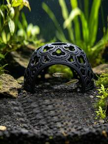 1pc Hollow Hemisphere Fish Tank Hideout, 3D Printed Fish & Shrimp Shelter, Exquisite Lace Pattern Cave Ornament, Suitable For Betta Fish, Tetra Breeding, Aquarium Landscaping Decoration - A - View 5