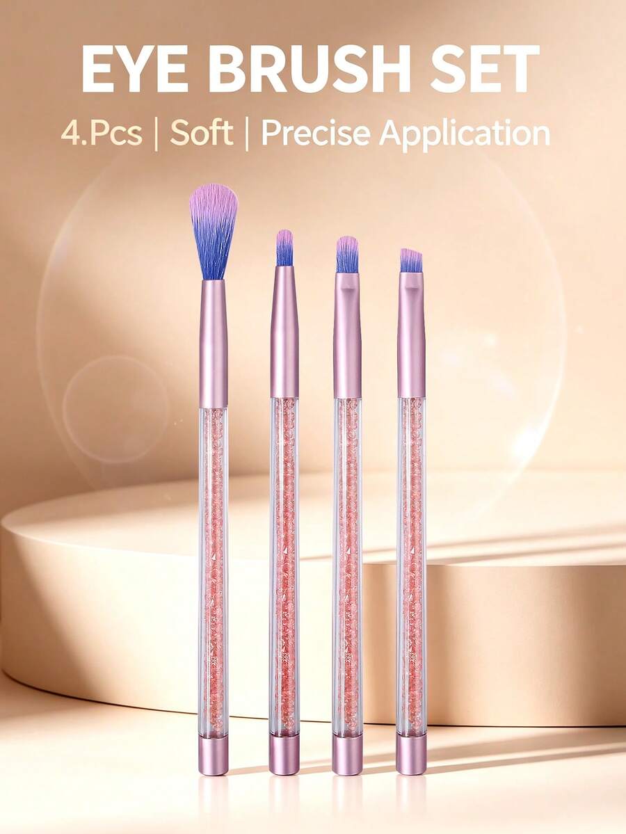 4pcs Makeup Brush Set, Angled Eyeliner Brush, Eyebrow Brush, Concealer Brush, Lip Brush, Highlighter Brush, Professional Eye Makeup Tools