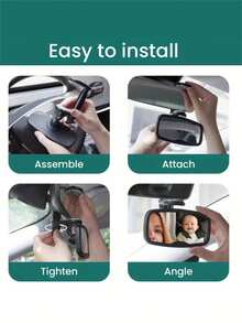 1pc Car Rearview Mirror Anti-Drop Anti-Shake Front-Mounted Clip-On Mirror, High-Definition Convex Wide-Angle Rearview Mirror, Shatterproof, Stable And Non-Wobbling, Practical Car Interior Accessory, Women's Car Accessory, Car Decoration, Car Accessory - A - View 6