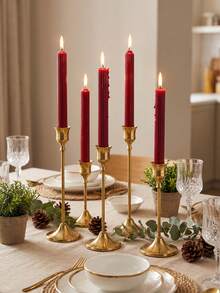 3Pcs Vintage Elegant Metal And Aluminum Desktop Candle Holders, Suitable For Wedding Anniversary, Home And Hotel Decoration, Seasonal And Holiday Tabletop Decor (Candles Not Included) - Copper Color - View 10