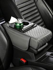 1pc/4pcs Car Armrest Storage Box With Cup Holder, PU Leather Center Console Armrest Pad, Multi-Functional Car Storage Box With Tissue Box And Phone Slot, Universal Car Armrest Pad, Suitable For Most Car Models, Can Store Drinks And Small Items - Multicolor - View 14