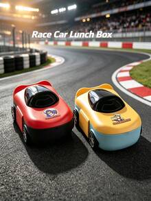 Cool Sports Car Shaped Lunch Box With Wheels, Divided Compartments, Portable Meal Box, Outdoor Picnic Student Home Use Anti-Drop Bento Box - Multicolor - View 10