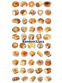 32pcs INS Style Baking Bread PET Transparent Decorative Stickers, Food Dessert Creative Patterns, High Definition Printing Clear & Transparent, Waterproof Wear-Resistant Delicate Texture, Gentle Healing Art Style. Suitable For DIY Planner Collage, Scrapbook Creation, Decorating Storage Boxes, Water Bottles, Tablets, Suitcases, Scrapbook Materials, Back To School Artistic Handmade Items. - Multicolor - View 11