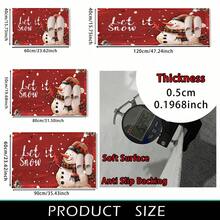 1pc Christmas Series Red Background Snowman Pattern Printed Faux Wool TPR Bottom Door Mat, Bathroom Mat, Kitchen Mat, Laundry Room Mat, Holiday Atmosphere Decor, Home Decor, Party Decor, Wedding Decor, Dining & Kitchen Decor - Multicolor - View 10
