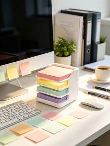 1/2pcs 4-Tier Stackable Sticky Note Organizer And Desktop Note Holder, Clear Drawer Storage Box For Desk Organization, Office Desk Decor And Accessories, Desk Organizer, Home Office Supplies, Study Desk And Back To School - Multiple Styles - View 3