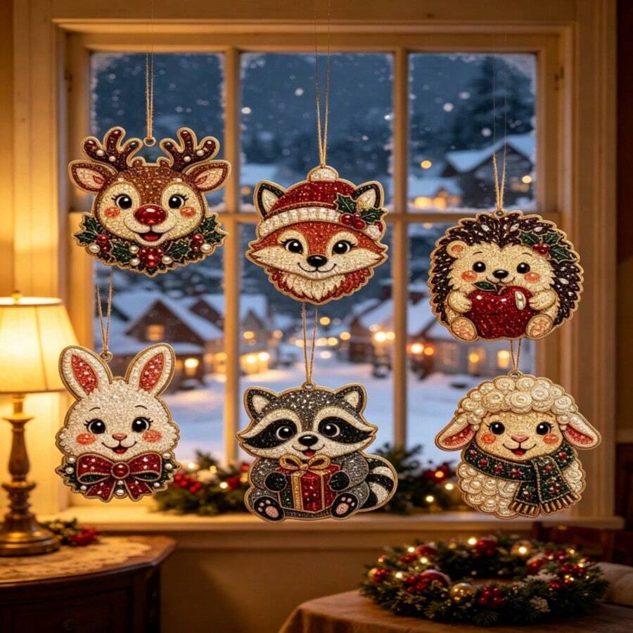 6/3/1pc Christmas Tree Pearl & Diamond Art Hanging Ornament Set, Musical Instruments - A - View 1