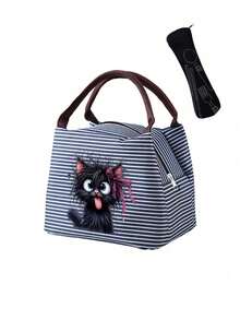 Cute Black Cat Lunch Bag,Leak-Proof Lunch Bag/Cooler Bag,Lightweight Canvas Lunch Box,For Work, Picnics, Outdoor Activities - Multicolor - View 14