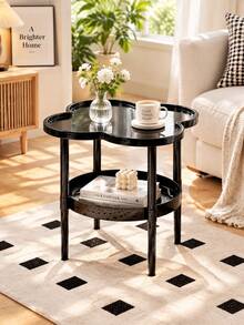 Matte Coffee Table 3 Colors Available 1pc Modern Minimalist 2-Tier Storage Coffee Table - Space-Saving Living Room, Office And Bedroom Multi-Functional Desk - Compact Design, White, Beige, Green, Black, Office Decor And Accessories, Independent Furniture, Easy To Clean Surface - Multicolor - View 5