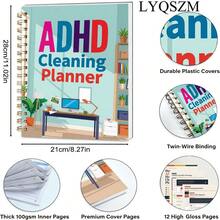 ADHD Cleaning Planner Art With Colorful Text And Cartoon Home Office Scene On Light Blue Background. - 1 Pc - View 2