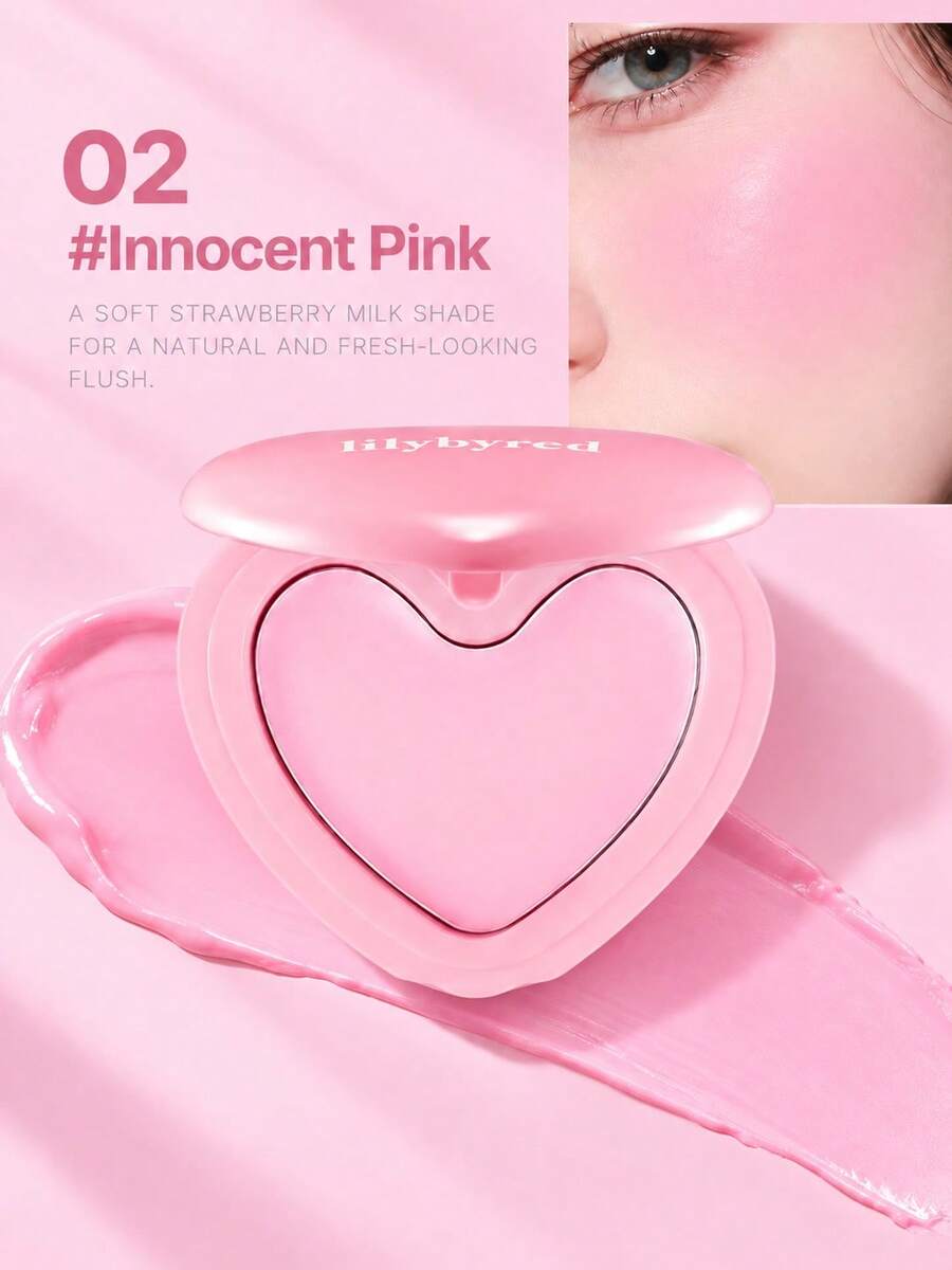 Lilybyred Heart-Shaped Cream Blush (#02, #05, #12): Dengan efek melembapkan, transparan, dan mencerahkan, menyatu secara alami dengan kulit dan meningkatkan warna kulit - sebuah produk makeup multifungsi yang penting, cocok untuk pemakaian sehari-hari dan kencan. - #02 Merah Muda Murni - View 1