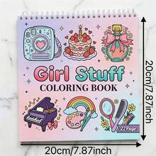 1 Pc Girl Stuff Coloring Spiral Book, Stress Relief Book, Bold And Easy Coloring Book For Adults, 22 Unique Colored Pages, Intricate Patterns To Help Reduce Stress And Relax, Perfect For Birthday Christmas - Single Piece - View 2