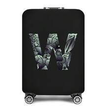 Vibrant Artistic Letter Print Elastic Luggage Cover, Dustproof & Scratch-Resistant Suitcase Protective Sleeve, Fits 18-32 Inch Travel Rolling Luggage - Black - View 11