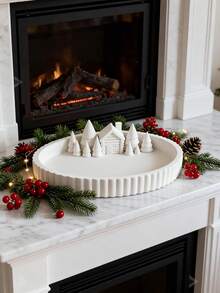 1pc New 3D Printed Winter Christmas Atmosphere Tray Decor, Healing Winter Snow Landscape Micro Scene, Jewelry Storage Tray - Multicolor - View 2