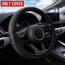 1pc Double Stitching Embossed PU Leather Steering Wheel Cover, Premium Anti-Slip Comfortable Grip Car Steering Wheel Protector, All-Season Universal For Sedan SUV Truck, Easy Installation Car Interior Accessory - Dual-line - View 15