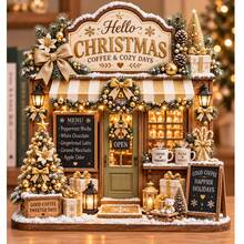 Printed Wooden Christmas Bookstore Desktop Decoration, Realistic 3D Holiday Storefront Sign, Holiday Coffee Shop Scene Ornament, Rustic Christmas Home Decor, Bookshelf Fireplace Countertop Decoration, Holiday Gift For Friends And Family, No Lights Included - Christmas Bookstore - View 14