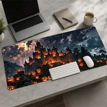 Alas Mouse Karet Motif Kastil Halloween Menyeramkan Ukuran Ekstra Besar, Alas Meja Karet Tahan Air Anti Selip, Alas Mouse yang Lebih Panjang, Dekorasi Meja Estetis untuk Bermain Game, Bekerja, Kantor, dan Dekorasi Rumah - View 2