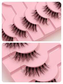 Asiteo 10 Pairs Cat Eye Natural Half Lash Extensions, Suitable For Daily And Date Makeup, Long Transparent Stem False Eyelashes - Black - View 6