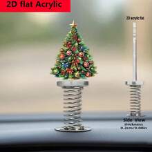 2D Flat (Not 3D) Acrylic Material, 1pc Christmas Tree Pattern Car Dashboard Ornament. Colorful 2D Swinging Car Ornaments Make An Excellent Gift For Friends And Family - A - View 2